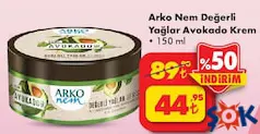 ARKO NEM DEĞERLİ YAĞLAR AVOKADO KREM 150 ML